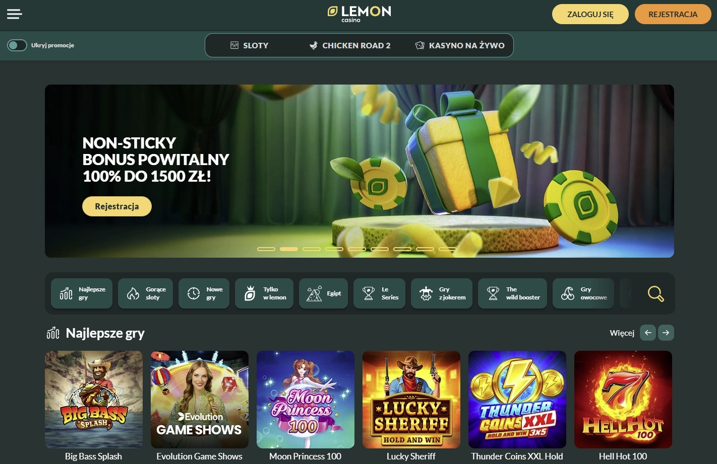 Lemon Casino - Interfejs gier
