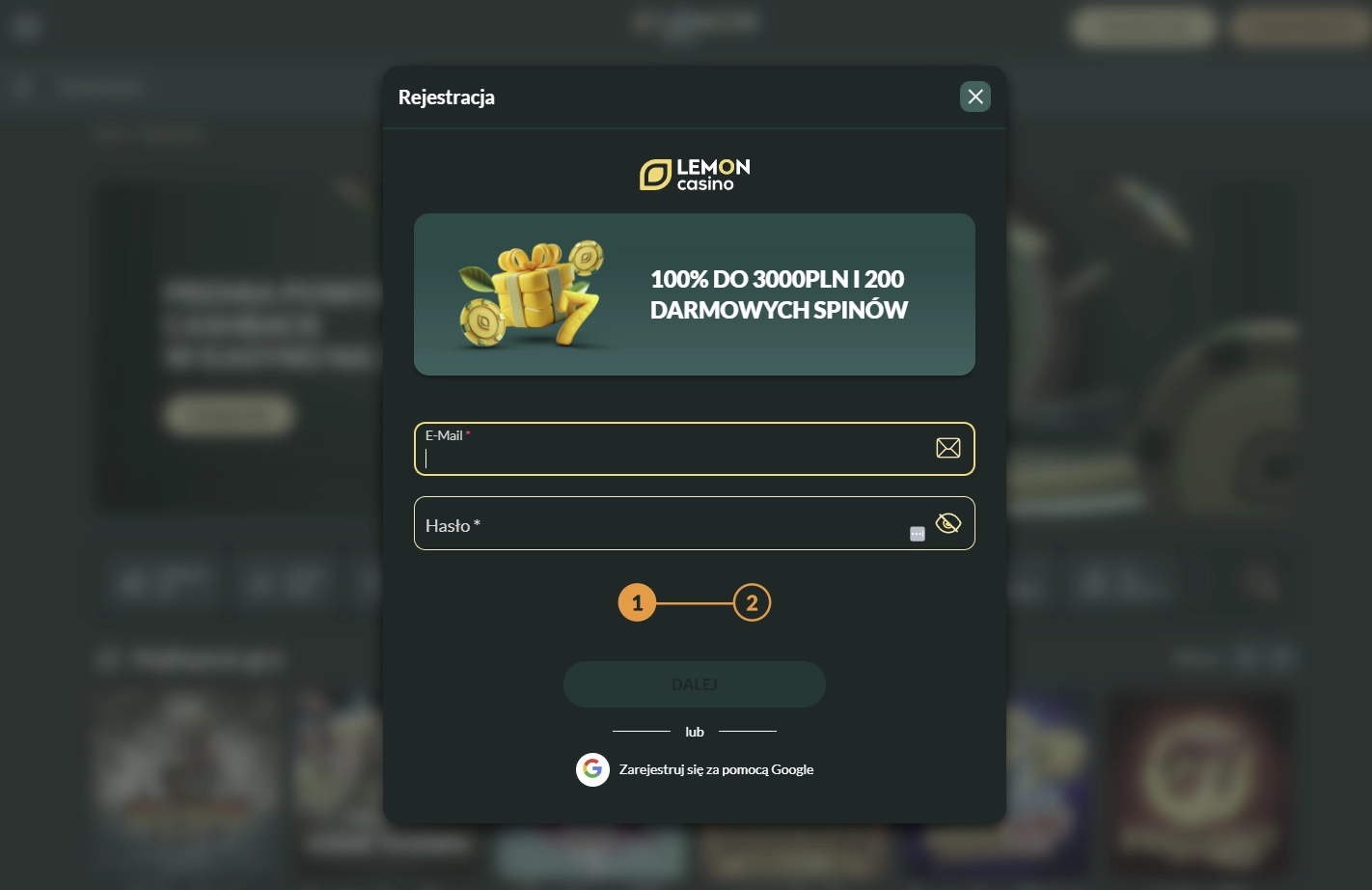 Proces rejestracji w Lemon Casino